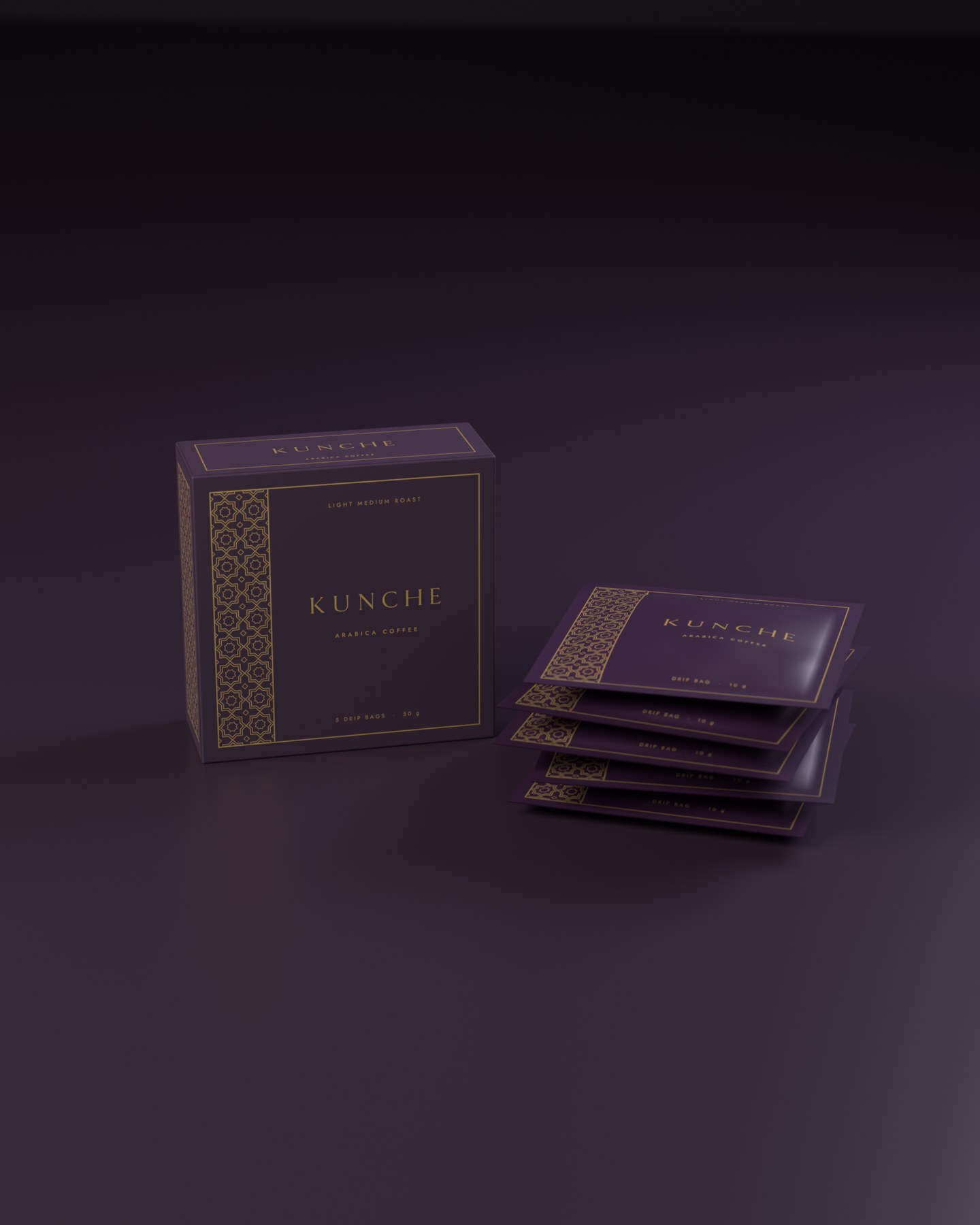 The carton of five beside a stack of five drip sachets
